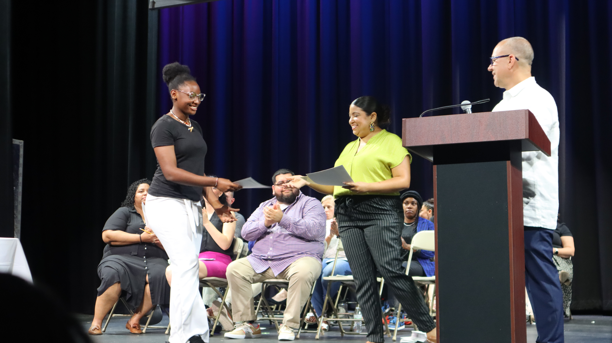 Students receiving an award at the Class of 2024 Senior Awards Night at Chelsea High School